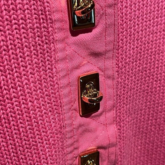 Lauren Ralph Lauren Collared Pink Knit Sweater with Gold Clasp Closure NWOT - Picture 6 of 13